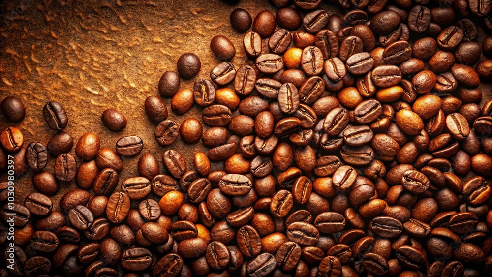 Naklejka premium Roasted Coffee Beans Background with Blank Space for Branding, Marketing, and Coffee Product Promotions - Ideal for Cafe, Beverage, and Culinary Imagery