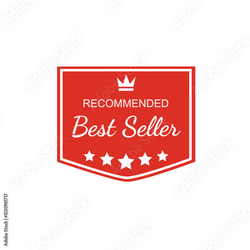 Best seller badge. Best seller Red label. Retail badge. Advertisement symbol. Vector illustration.