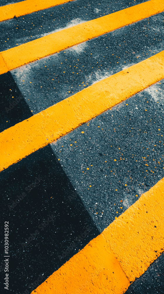 Fototapeta premium Yellow Crosswalk Lines on Asphalt Road