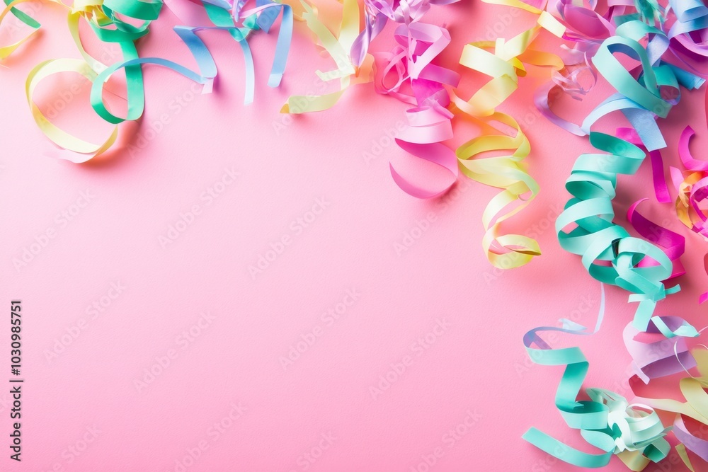 Colorful Ribbons on Pink Background Colorful Ribbons on Pink Background