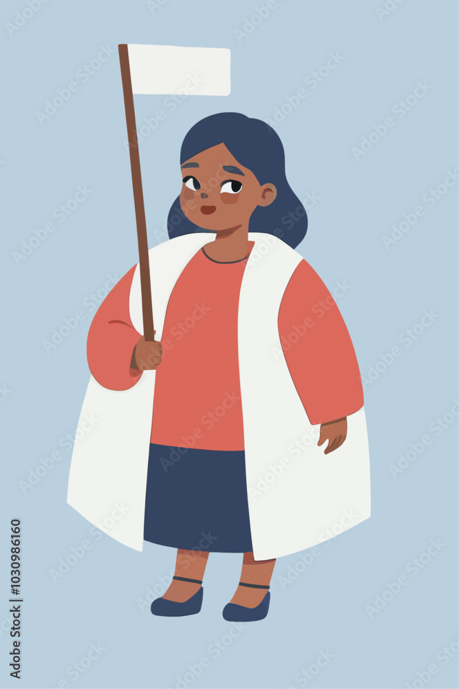 Illustration of a Woman Holding a Blank Sign for Protest or Awareness Campaigns