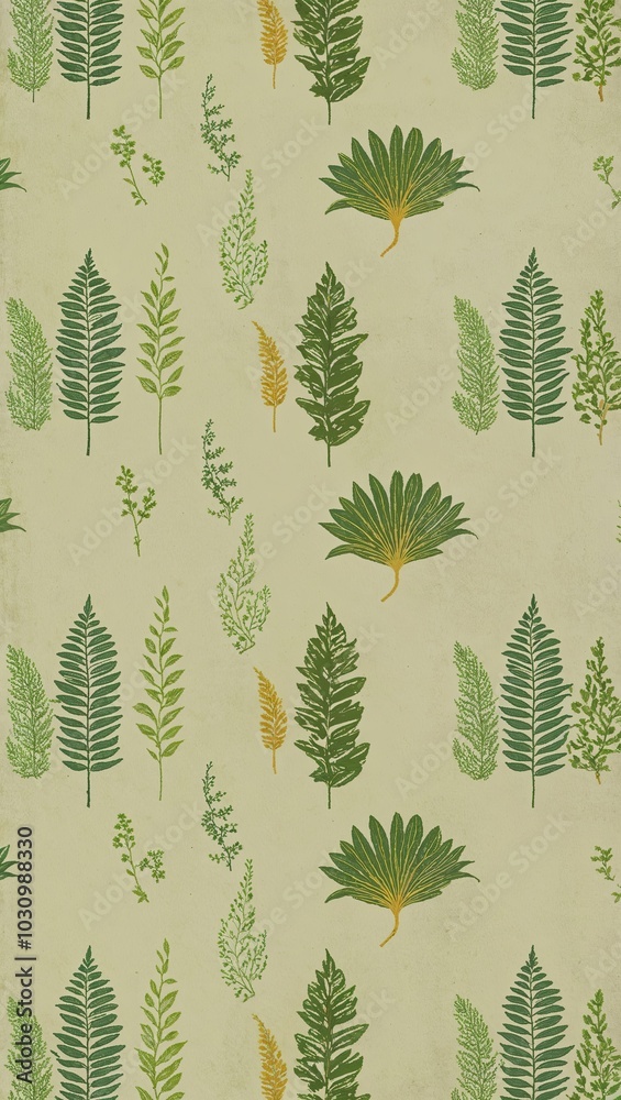 Seamless green fern leaf pattern background Seamless green fern leaf pattern background
