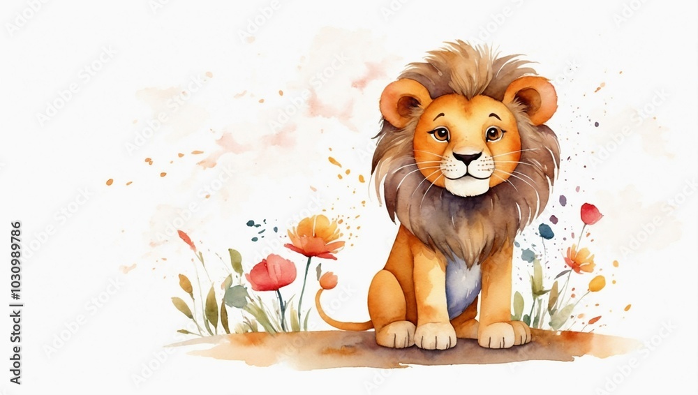 lion in the grass field, children book illustration lion in the grass field, children book illustration