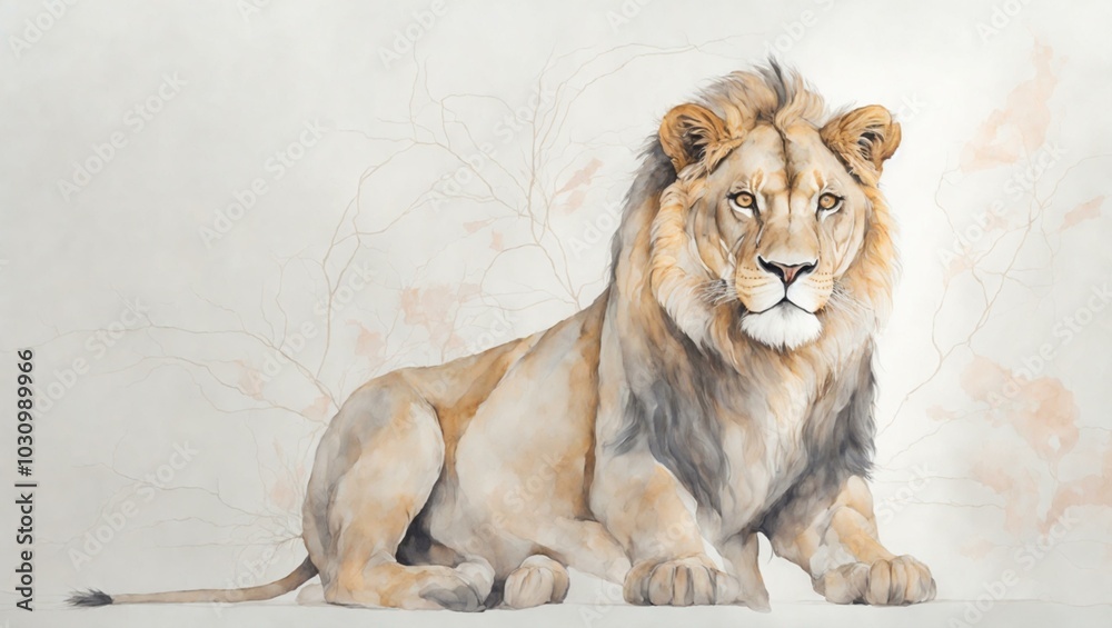 Obraz premium lion on a room wall, wall art