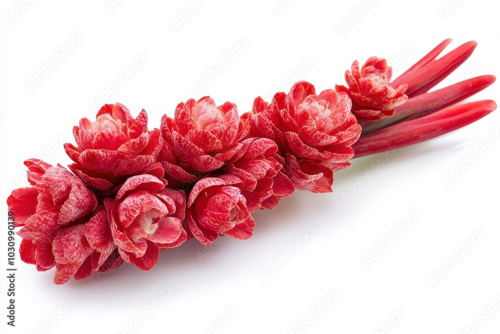 Ginger Flower: Beautiful Alpinia Bloom in Vibrant Colours on White Background Ginger Flower: Beautiful Alpinia Bloom in Vibrant Colours on White Background
