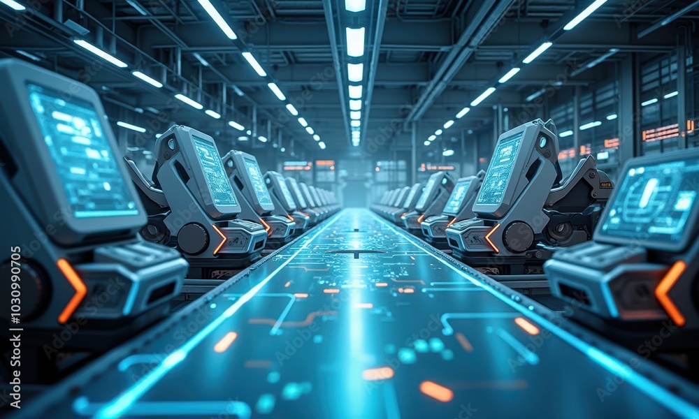 Fototapeta premium Advanced Automation in Modern Industrial Setting