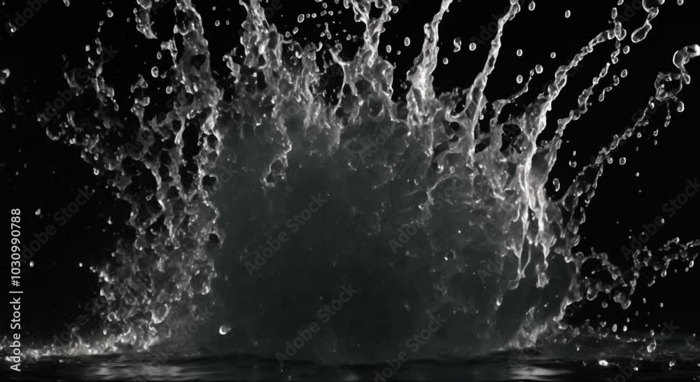 Big water splash on black background Big water splash on black background