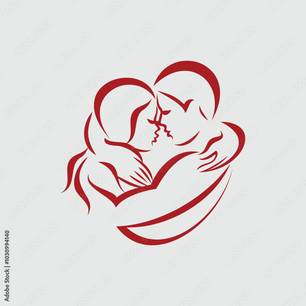 Romantic love couple icon, stylized vector symbol of man and woman Romantic love couple icon, stylized vector symbol of man and woman