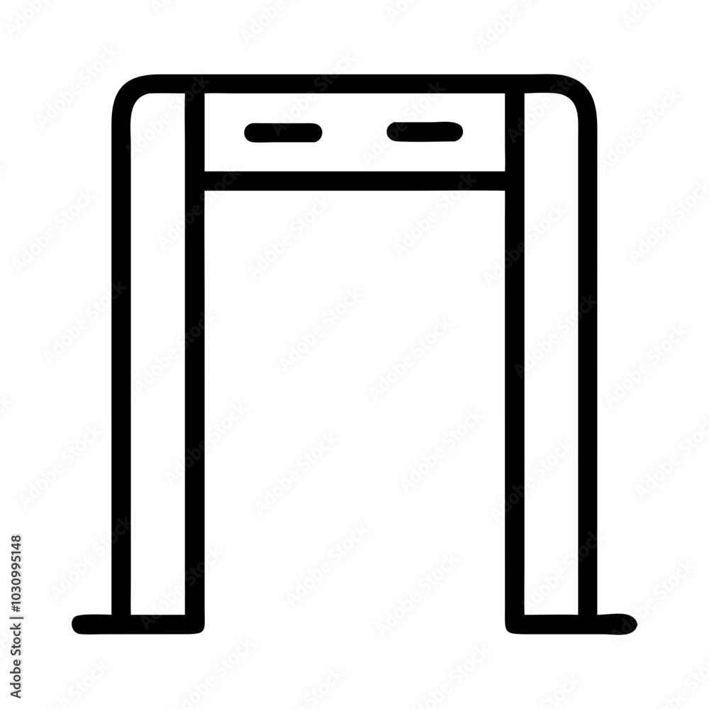 Metal Detector Gate Icon in Minimalist Outline Style