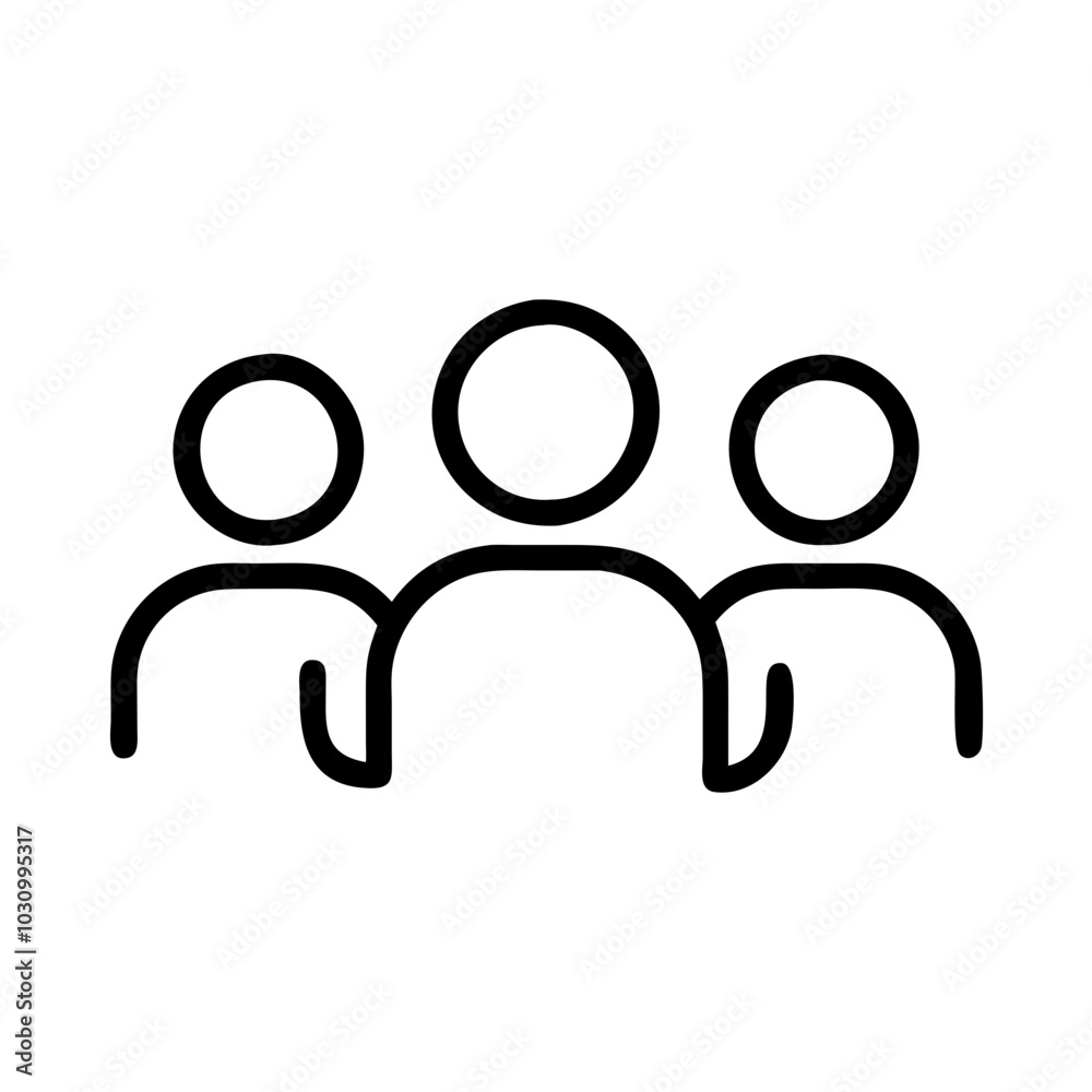 Group of people icon in black and white outline Group of people icon in black and white outline