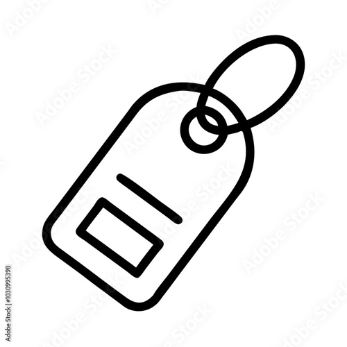 Luggage tag with label icon in outline style