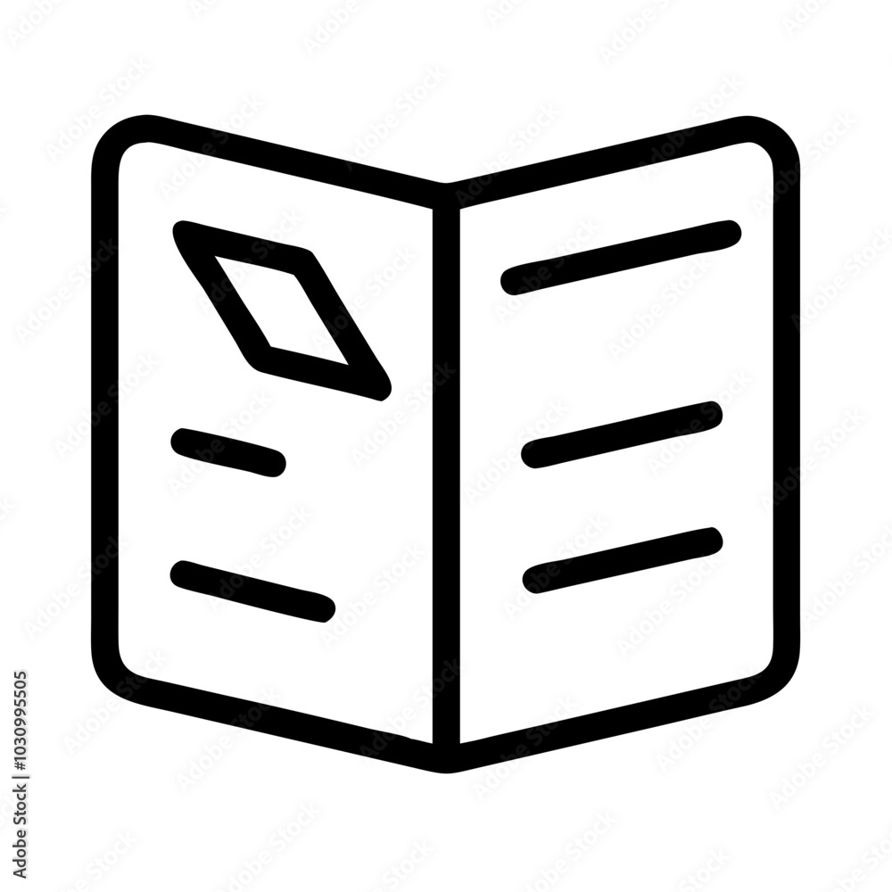 Open book icon with text lines and blank space Open book icon with text lines and blank space