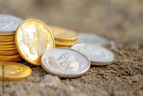 Discovering Ancient Gold Coins in a Field During an Afternoon Treasure Hunt