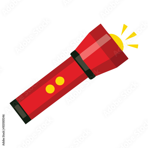 Flashlight vector illustration, isolated on a white background. Ideal for camping, outdoor, and emergency-themed designs.