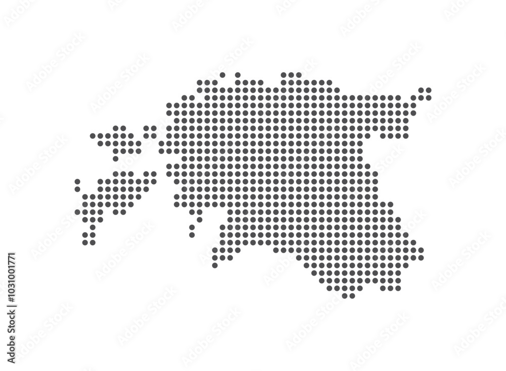 Estonia - Dotted Map. Map formed by Dots. Vector Illustration Estonia - Dotted Map. Map formed by Dots. Vector Illustration