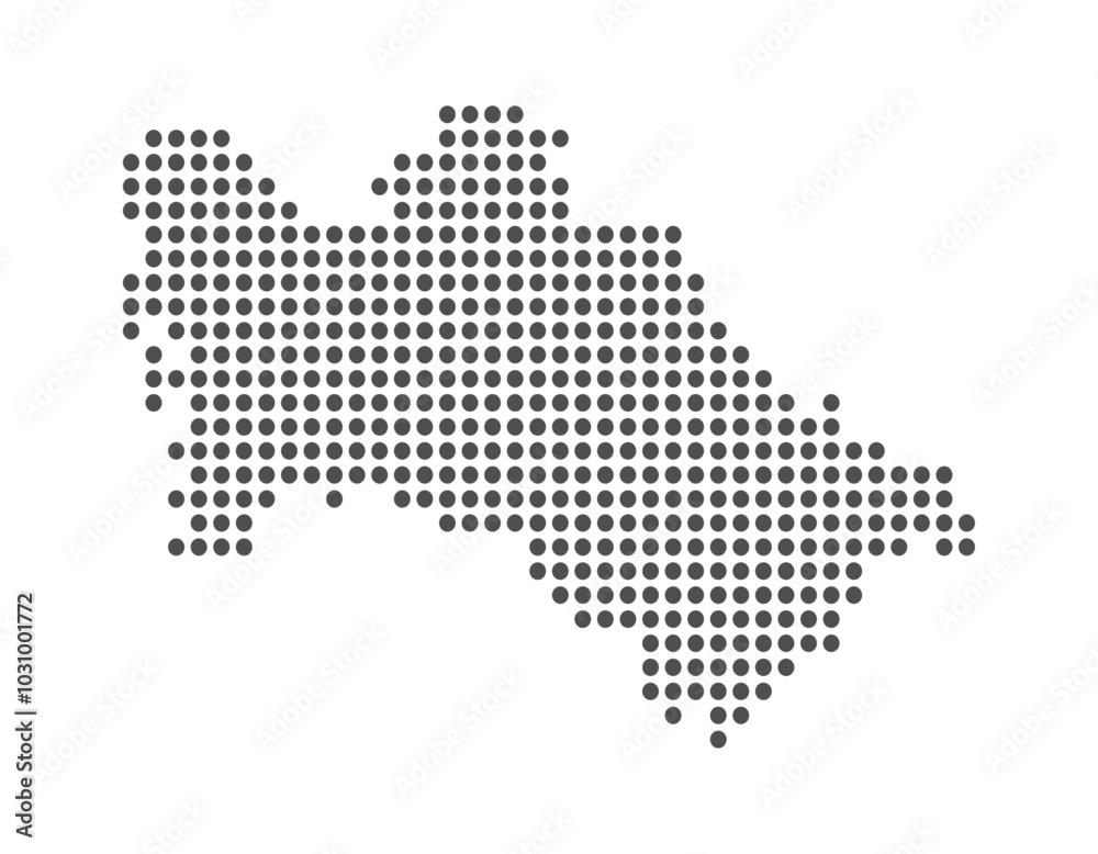 Turkmenistan - Dotted Map. Map formed by Dots. Vector Illustration Turkmenistan - Dotted Map. Map formed by Dots. Vector Illustration