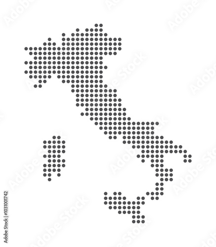 Italy - Dotted Map. Map formed by Dots. Vector Illustration