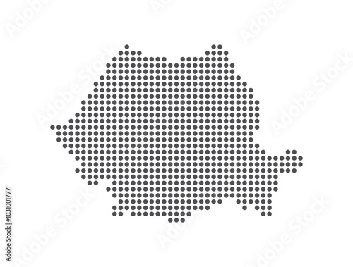 Romania - Dotted Map. Map formed by Dots. Vector Illustration
