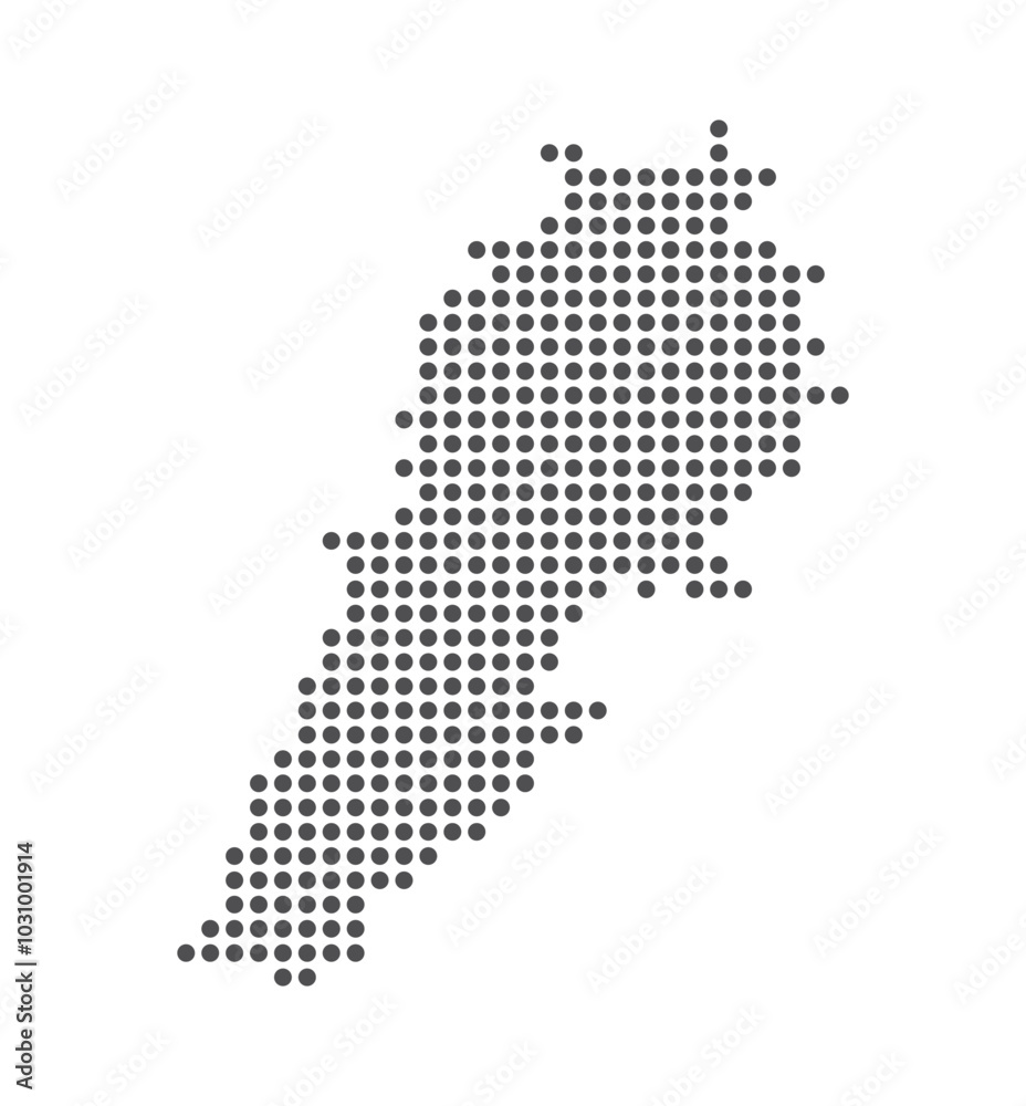 Obraz premium Lebanon - Dotted Map. Map formed by Dots. Vector Illustration