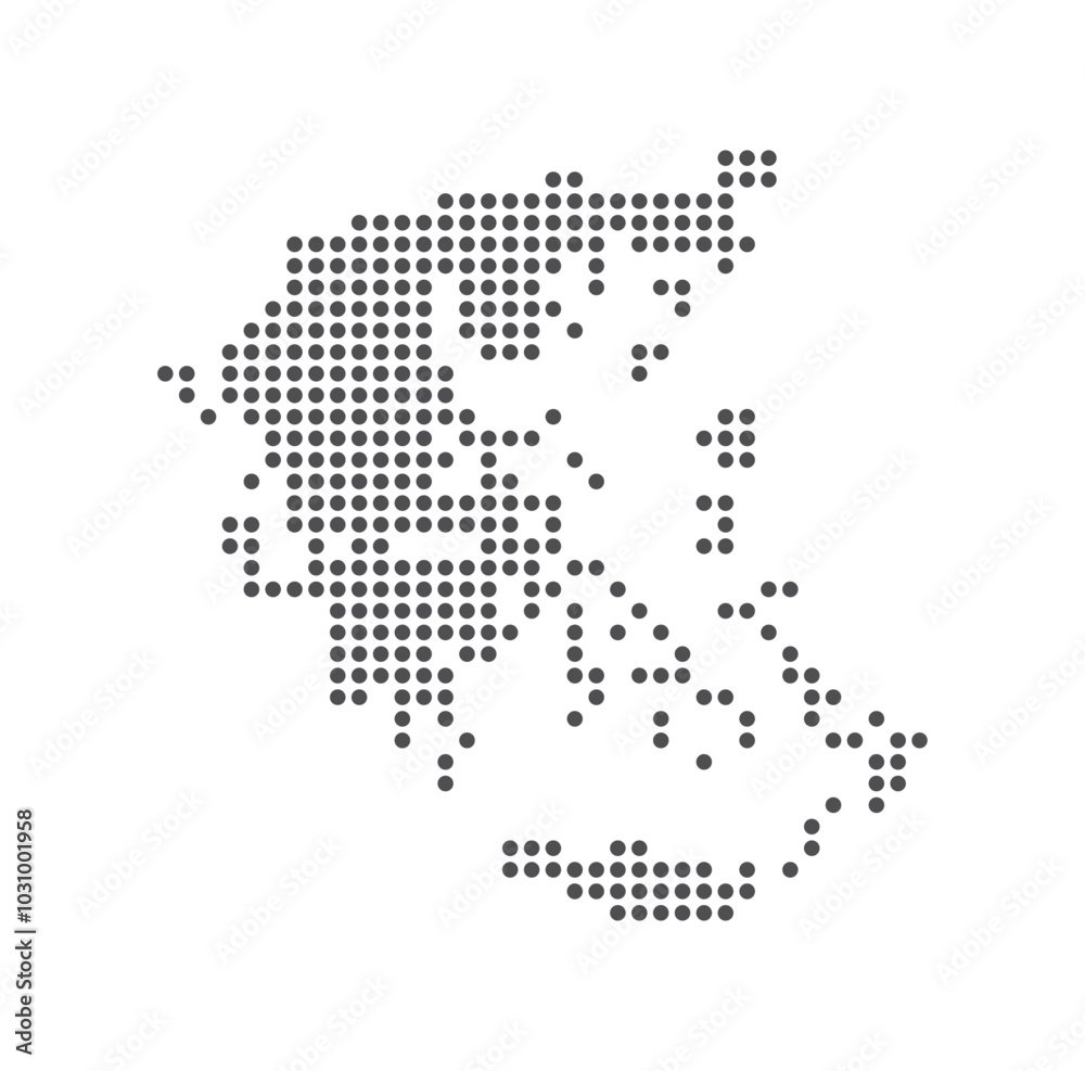 Greece - Dotted Map. Map formed by Dots. Vector Illustration Greece - Dotted Map. Map formed by Dots. Vector Illustration