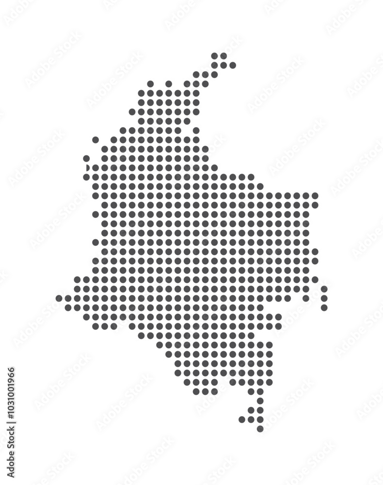 Colombia - Dotted Map. Map formed by Dots. Vector Illustration Colombia - Dotted Map. Map formed by Dots. Vector Illustration