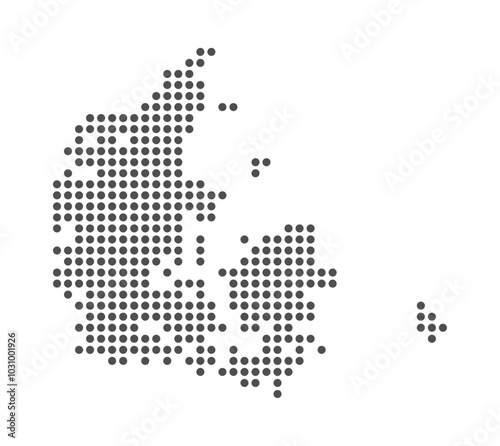Denmark - Dotted Map. Map formed by Dots. Vector Illustration
