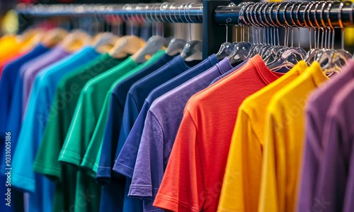 Wallpaper Mural Colorful T-shirts on a Rack Torontodigital.ca