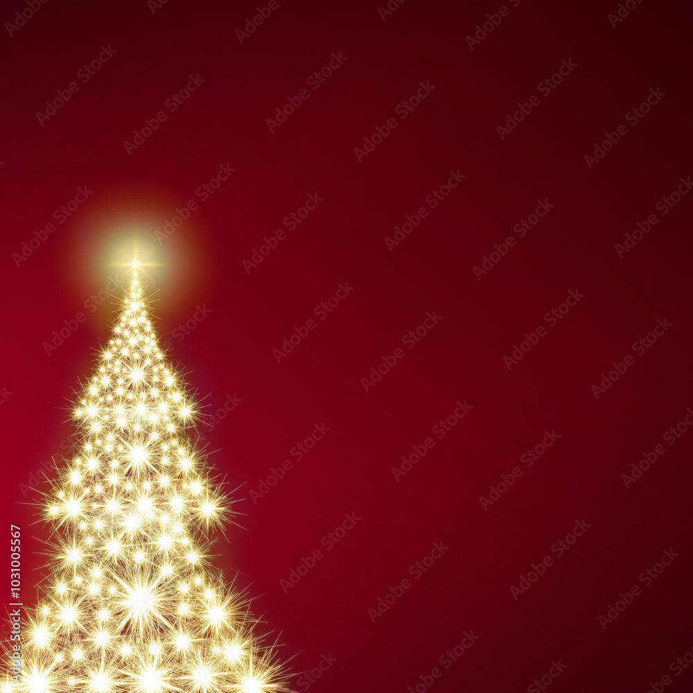 Merry Christmas background with golden fir tree isolated on red. Merry Christmas background with golden fir tree isolated on red.