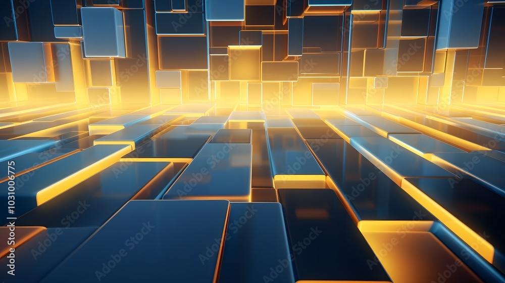 3d rendering of blue and yellow abstract geometric background. Scene for advertising, technology, showcase, banner, game, sport, cosmetic, business, metaverse. Sci-Fi Illustration. Product display
3d rendering of blue and yellow abstract geometric background. Scene for advertising, technology, showcase, banner, game, sport, cosmetic, business, metaverse. Sci-Fi Illustration. Product display