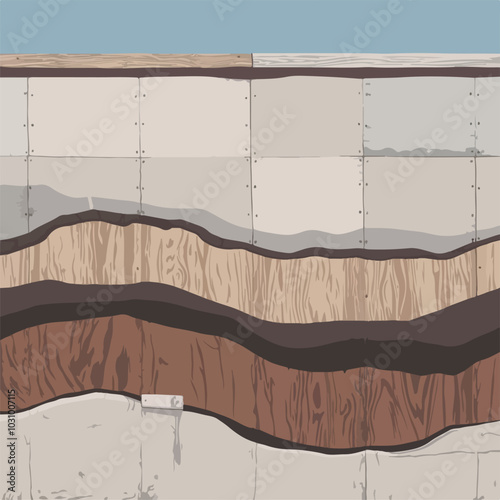 Abstract wall Woody texture vector types background, Wooden material, textured surface wood comic background in cartoon style