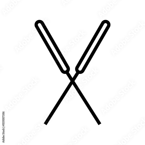 crossed needles acupuncture line icon vector. crossed needles acupuncture sign. isolated contour symbol black illustration