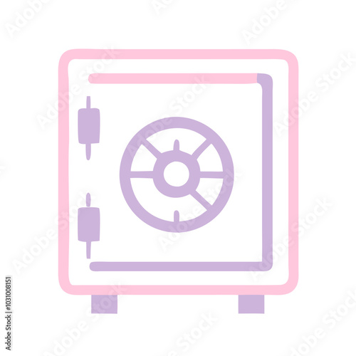  A secure safe in minimalist style in pastel colors symbolizing protection.