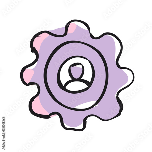 Violet-Pink Portrait in Frame with Black Outline - Mental Health Theme