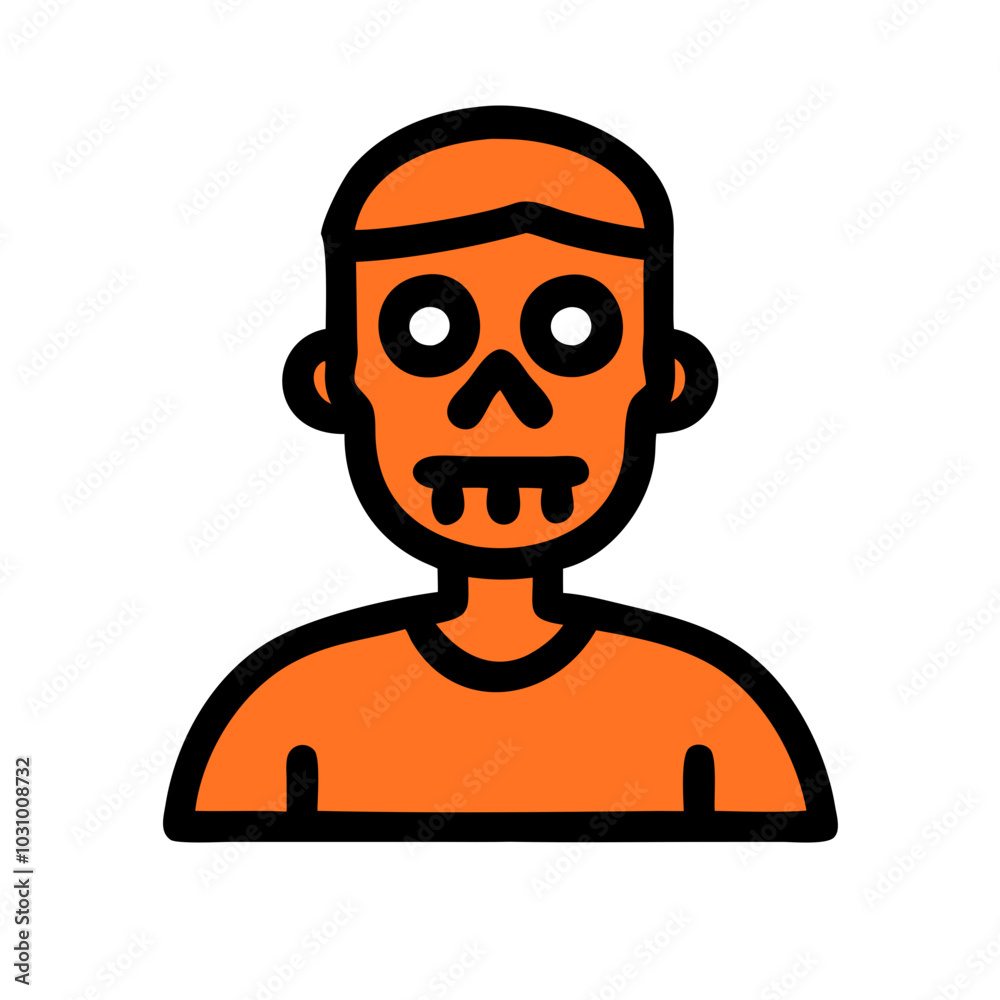 Minimalist Vector Illustration of a Zombie in Halloween Orange and Black Colors Minimalist Vector Illustration of a Zombie in Halloween Orange and Black Colors
