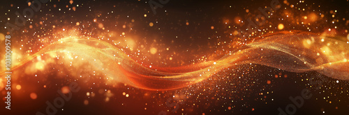 Blurred image of gold and black background with shimmering, with bokeh effect. AI generation.