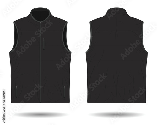 Black modern vest mockup front and back view