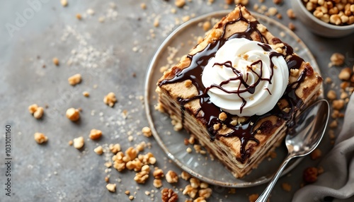 Wallpaper Mural Traditional Hungarian Somlói Galuska Dessert with Chocolate and Whipped Cream (Hungarian Cuisine) Torontodigital.ca