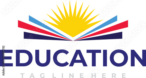 Education vector logo template. This design use pen, book and bulb lamp. Suitable for learning or publisher business.