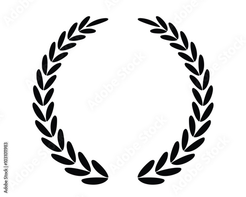 Laurel circle wreath branch and leaves design for winner trophy 