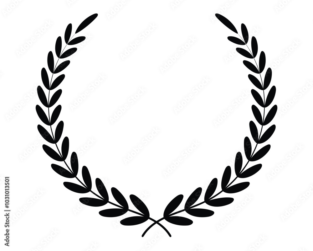 Laurel circle wreath branch and leaves design for winner trophy Laurel circle wreath branch and leaves design for winner trophy