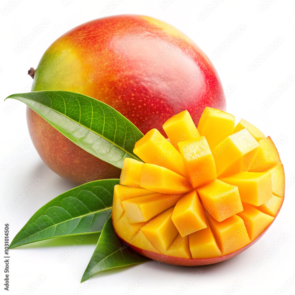 Fresh ripe mango on white background Fresh ripe mango on white background