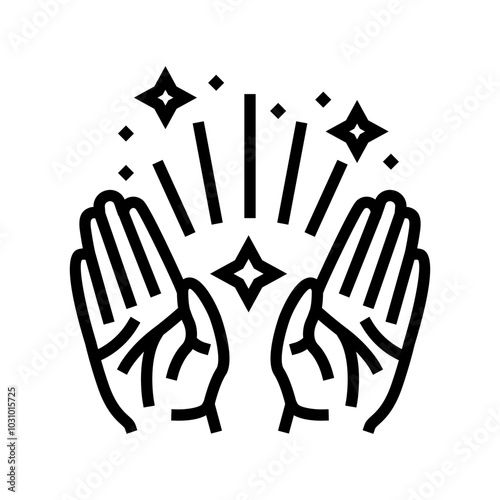 healing hands acupuncture line icon vector. healing hands acupuncture sign. isolated contour symbol black illustration