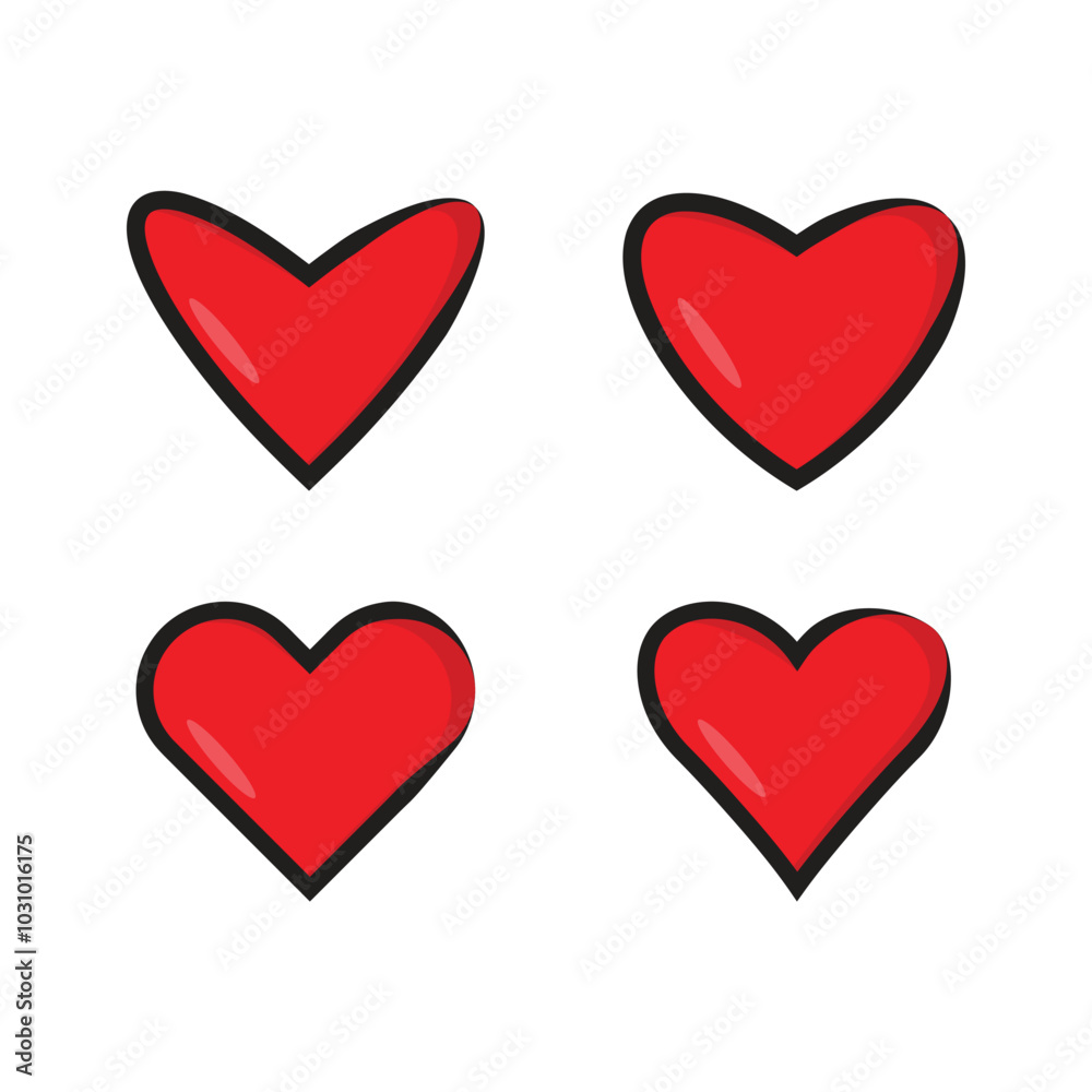 Heart Shape Icon Set Vector Design. Heart Shape Icon Set Vector Design.