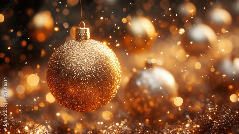 Vibrant Flying Golden Christmas Baubles for Festive Decor and Holiday Celebrations