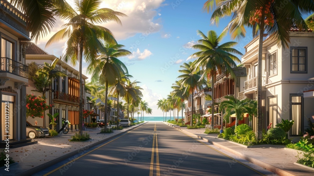 Paradise Found Serene Palmlined Boulevard in Tropical Resort Town with Ocean Views Paradise Found Serene Palmlined Boulevard in Tropical Resort Town with Ocean Views