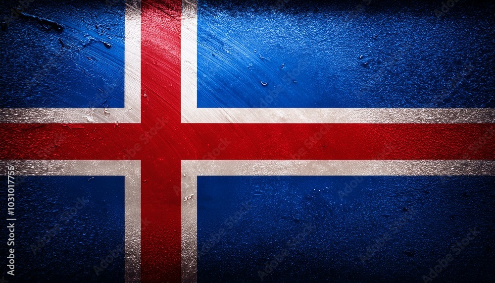 Fototapeta premium 古いビンテージのアイスランドの国旗(Old grunge vintage Icelandic flag.) 