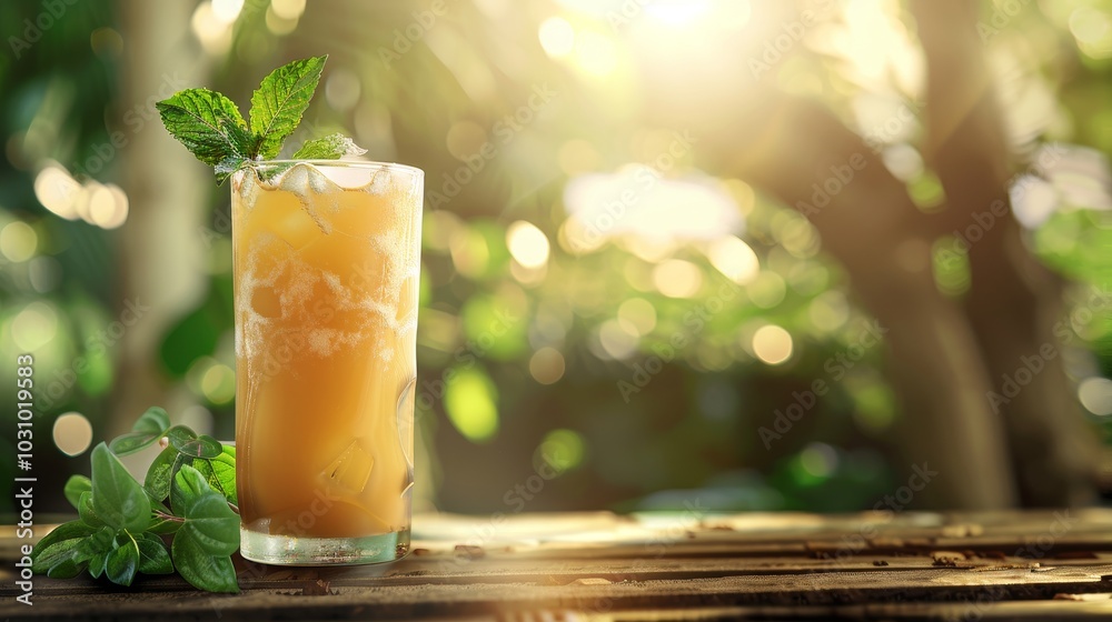 Sapote Bliss Invigorating Juice in a Sunlit Setting Sapote Bliss Invigorating Juice in a Sunlit Setting