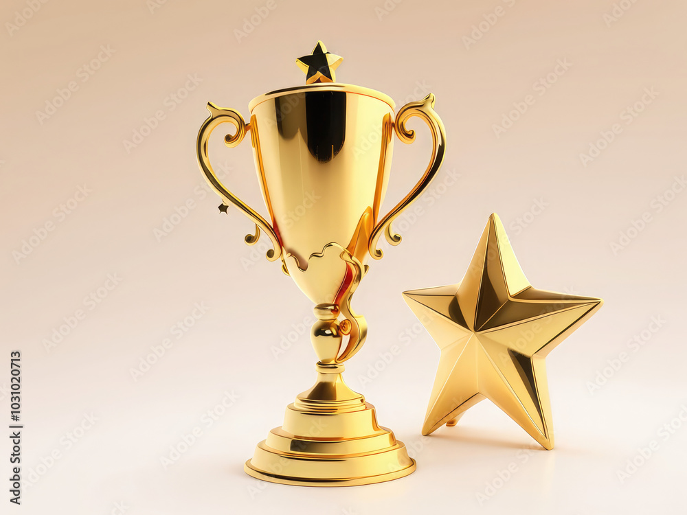 A golden trophy with a star on top A golden trophy with a star on top