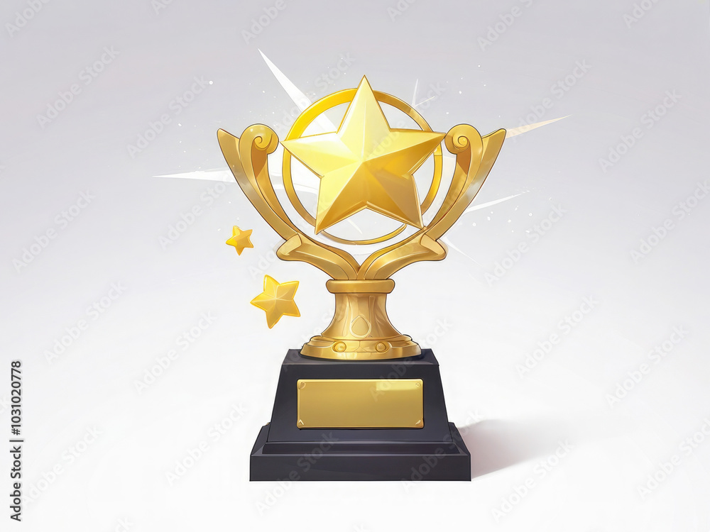 A golden trophy with a star on top A golden trophy with a star on top