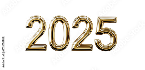 Polished Golden 2025 Year in Smooth Metal